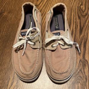 Sperry Boat Shoes Lace Up Tie Side Grommets Khaki Boys Kids Size 3